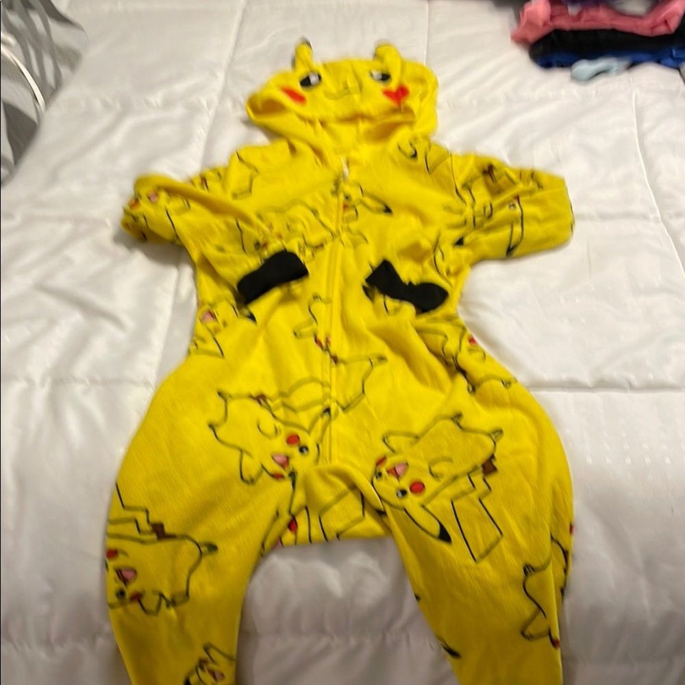 Pokemon Yellow Cartoon Print One Piece Footies